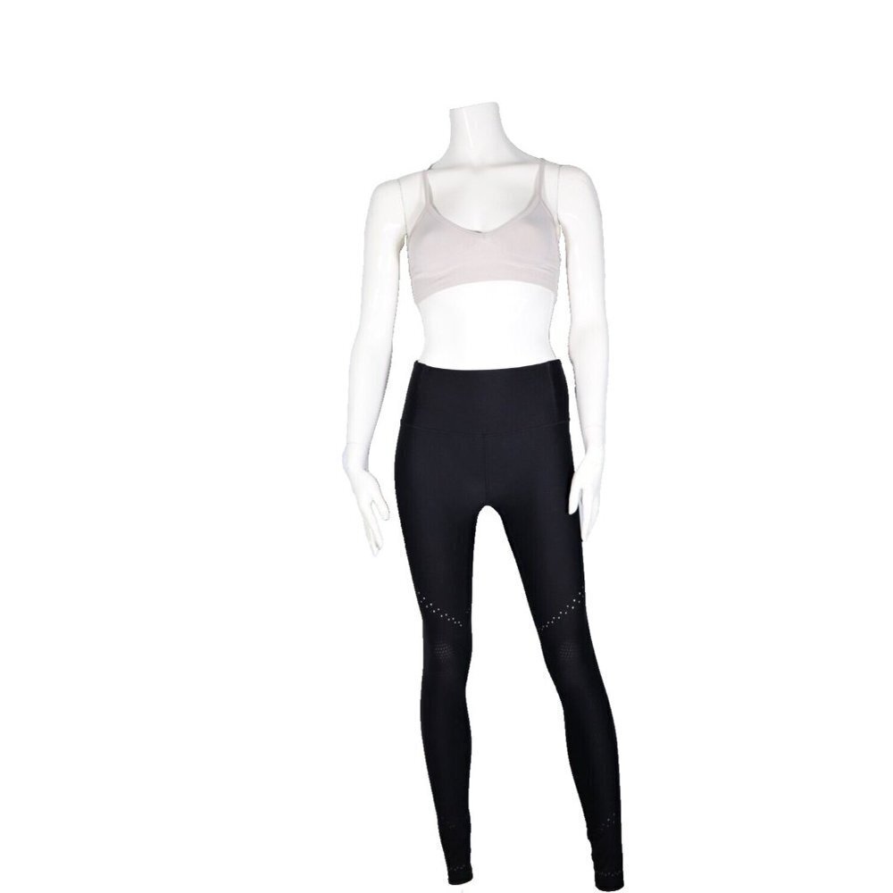 Lululemon Women Size US4 Black High-Rise Pant Tight 25" Legging Laser Cut Holes